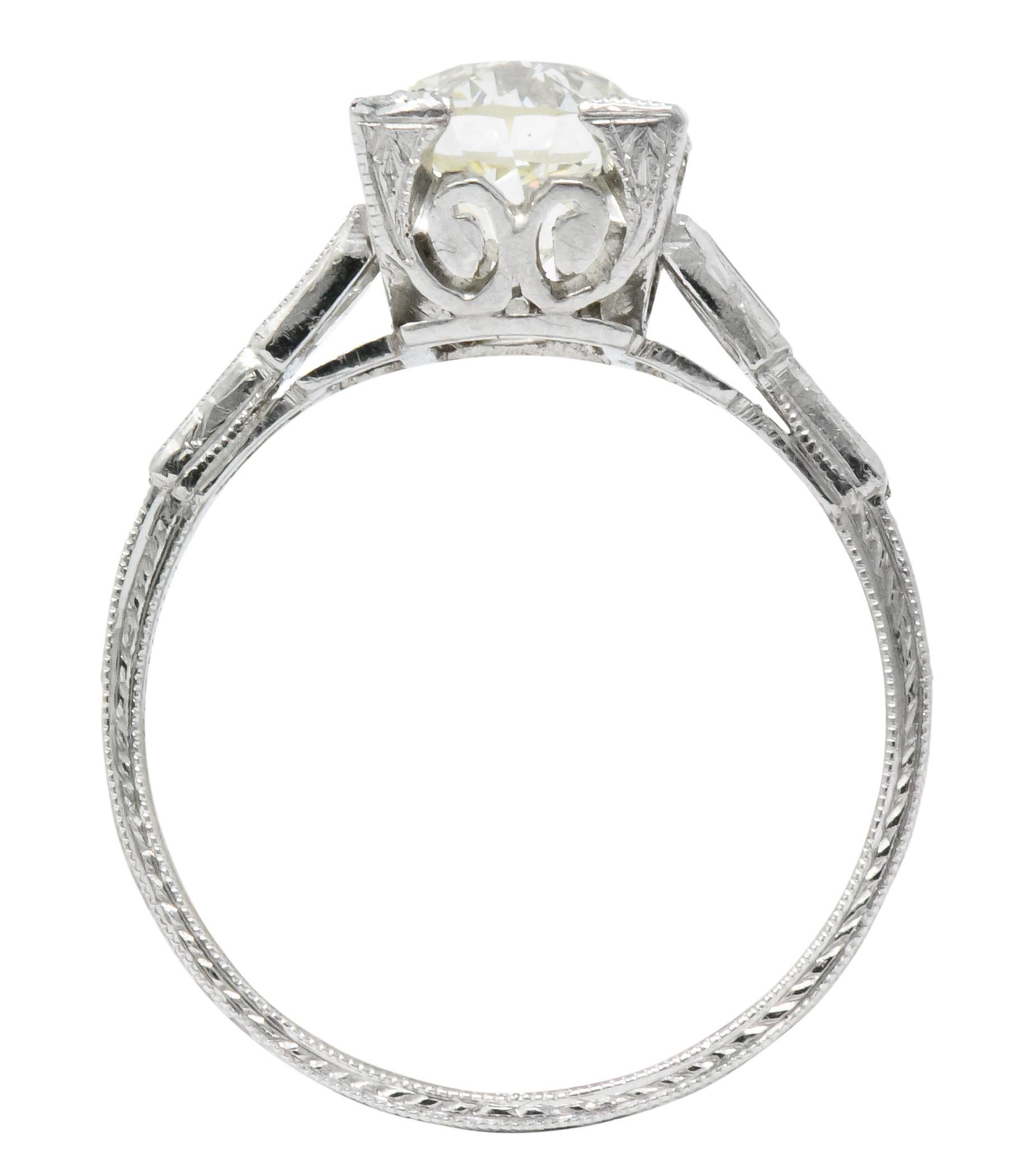 Art Deco 2.35 Carat Diamond Platinum Engagement Ring GIA 2