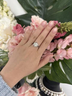 Art Deco 2.35 CT Natural Diamond Old European Cut Engagement Ring 18K White Gold