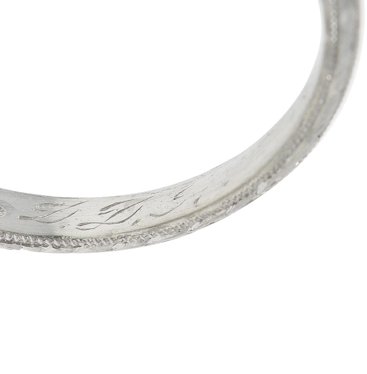 Art Deco 2.35 CTW Diamond Sapphire Platinum Foliate Quatrefoil Engagement Ring For Sale 4