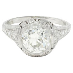 Art Deco 2.35 CTW Old European Diamond Platinum Antique Engagement Ring GIA
