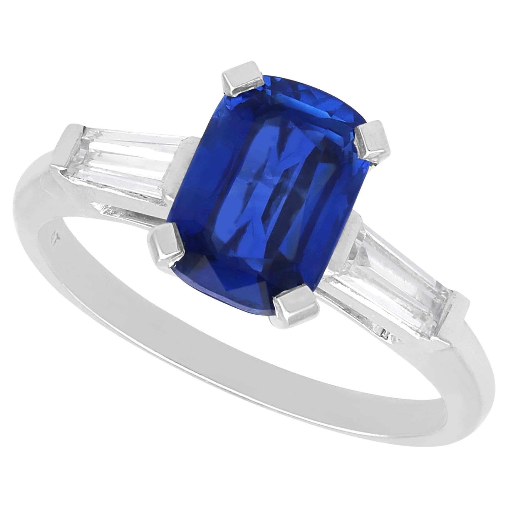 Art Deco 2.38 Carat Burmese Sapphire 0.30 Carat Diamond Platinum Ring Circa 1930