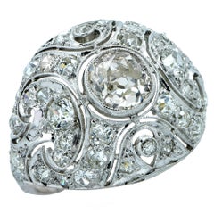 Art Deco 2.4 Carat Old European Diamond Bombe Ring