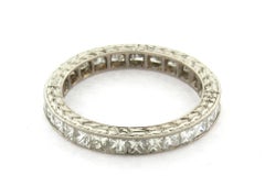 Art Deco Style 24 Princess Cut Diamond 18K White Gold Wedding Band Ring