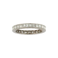 Retro Art Deco Style 24 Princess Cut Diamond 18K White Gold Wedding Band Ring