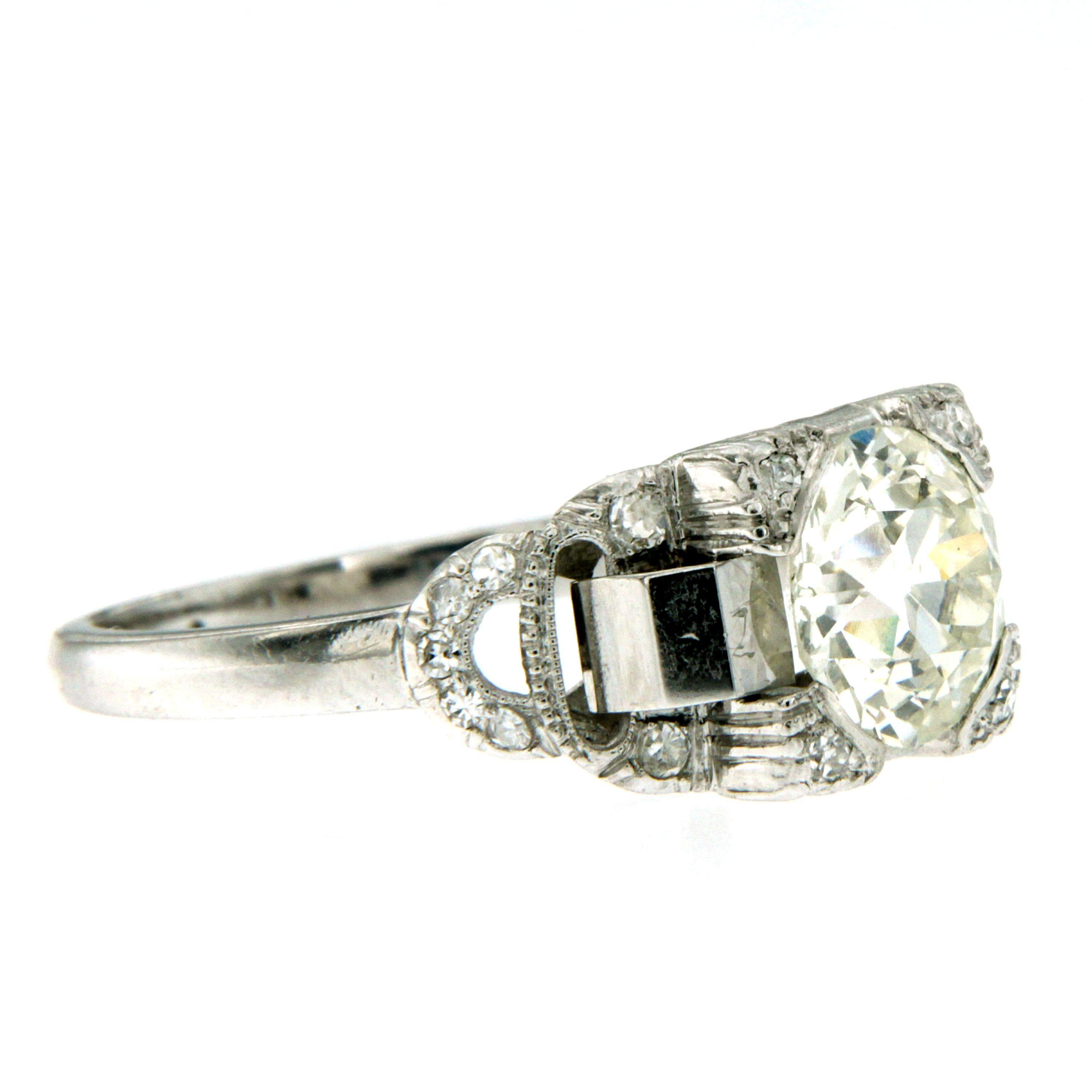 Art Deco 2.40 Carat Diamond Platinum Ring 1