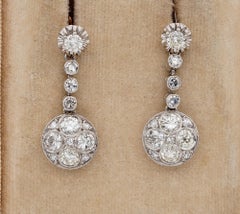 Art Deco Platinum Drop Earrings, 2.40 Ct. Diamond, Circa 1920
