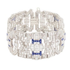 Art Deco 24.00ct Diamond and Sapphire Bracelet, c.1920s