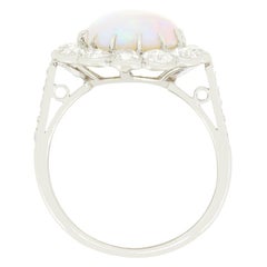 Art Deco 2.40ct Opal and Diamond Cluster Ring, c.1920s