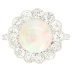 Art Deco 2.40ct Opal and Diamond Cluster Ring, c.1920s