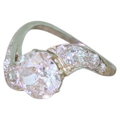 Art Deco 2.42 Carat Old Cut Diamond Platinum Twist Ring