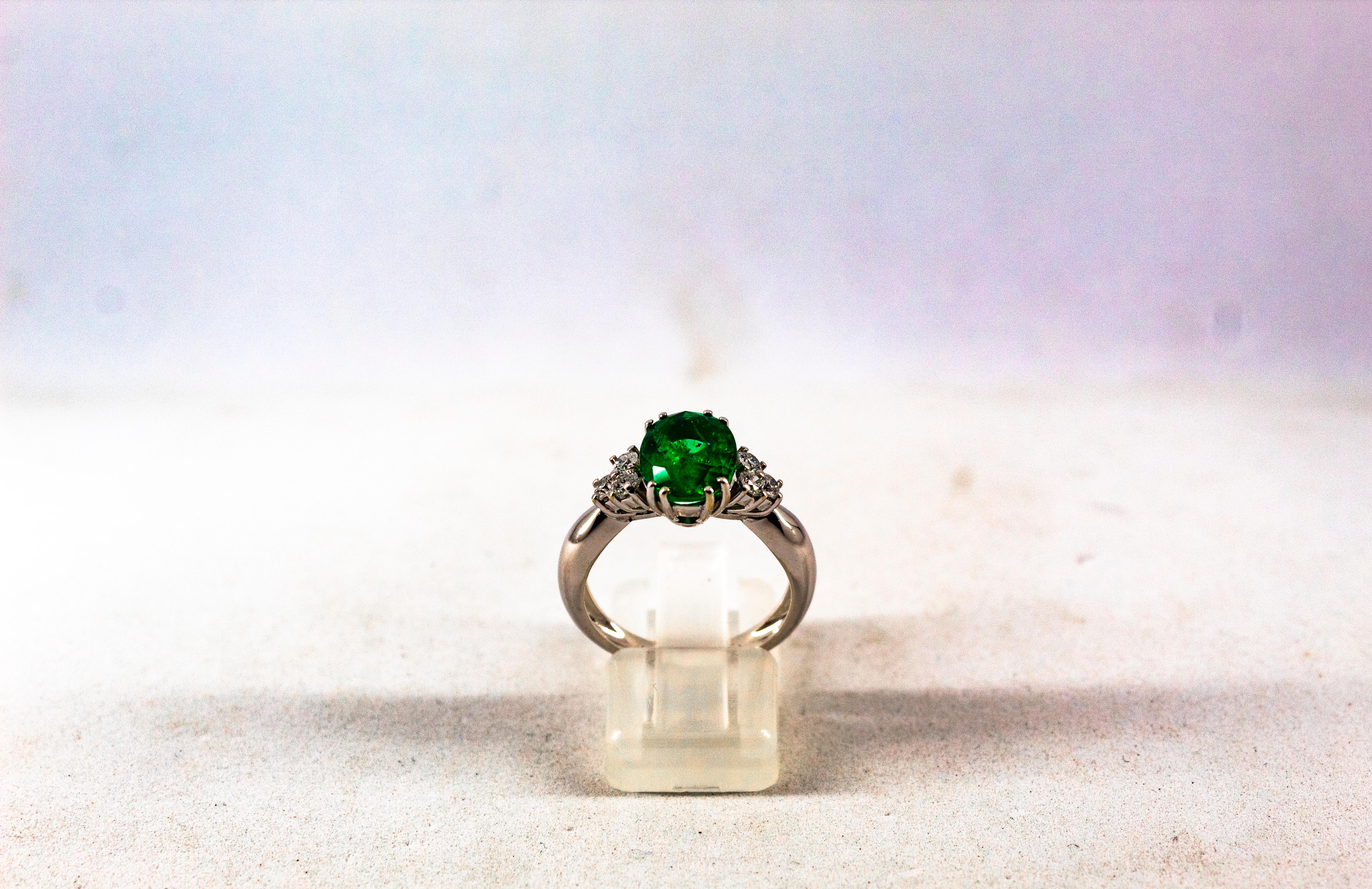 This Ring is made of 18K White Gold.
This Ring has 0.35 Carats of White Modern Round Cut Diamonds. Color: H-G Clarity: VVS1
This Ring has a 2.43 Carats Natural Zambia Oval Cut Emerald.
This Ring is inspired by Art Deco.
Size ITA: 14.5 USA: 7
We're a