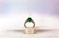 Art Deco Style 2.43 Carat Emerald 0.35 Carat Diamond White Gold Cocktail Ring