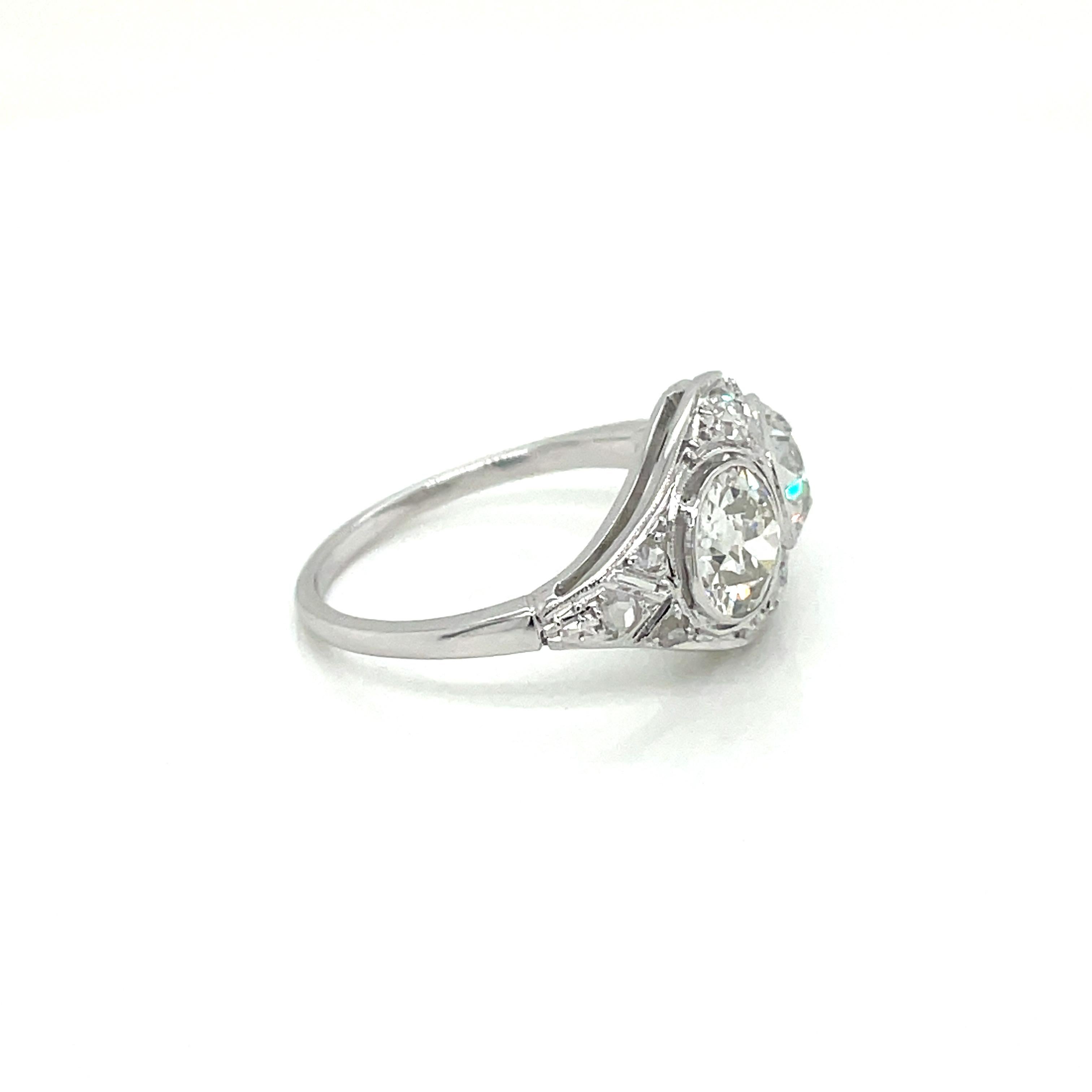 Art Deco 2.45 Carat Diamond Plaque Filigree Ring For Sale 1