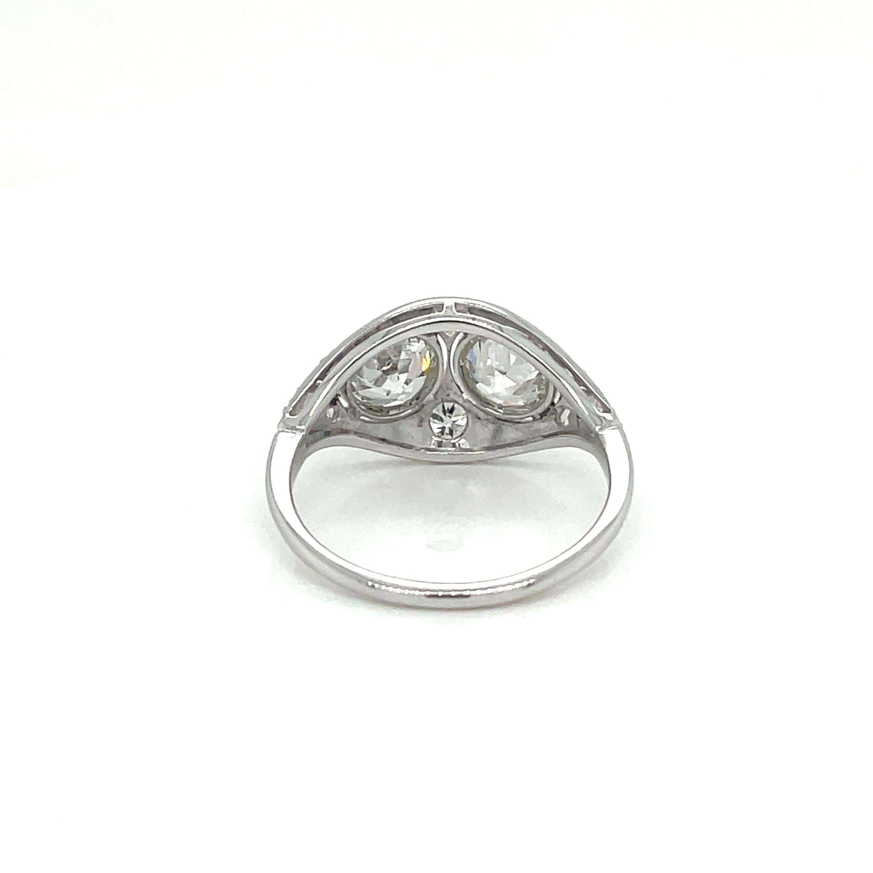 Art Deco 2.45 Carat Diamond Plaque Filigree Ring For Sale 2
