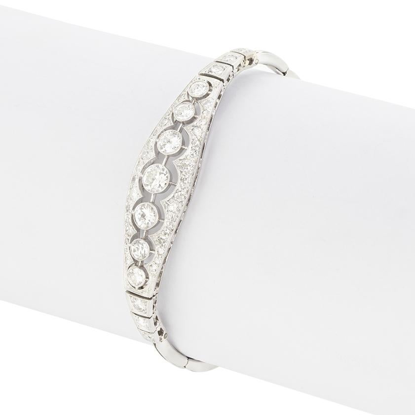 Pulsera Art Decó de diamantes de 2,45 ct, c.1920 Corte europeo antiguo en venta