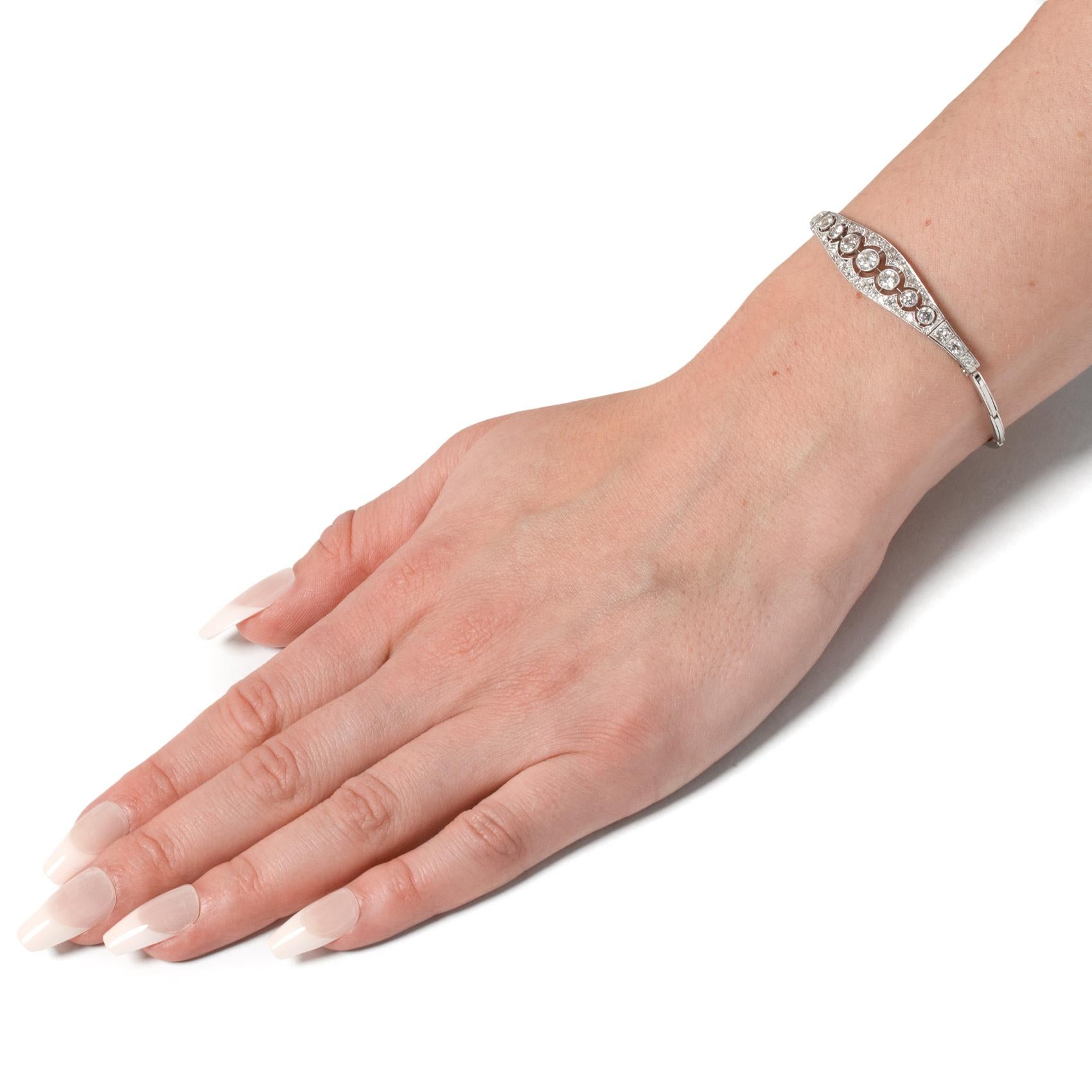 Pulsera Art Decó de diamantes de 2,45 ct, c.1920 en Bueno estado para la venta en London, GB