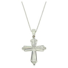 Art Deco 2.49 Carat Diamond Cross Pendant Necklace
