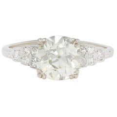Anillo de compromiso Art Déco 2,49 CTW Diamante talla antigua en mina Platino Vintage escalonado