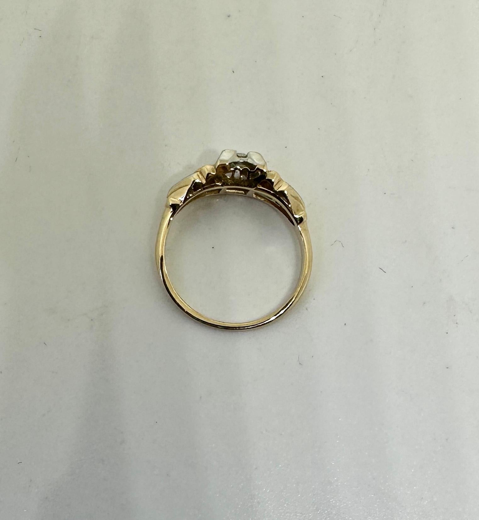 Art Deco .25 Carat Diamond Wedding Engagement Ring 18K and 14K White Yellow Gold For Sale 5