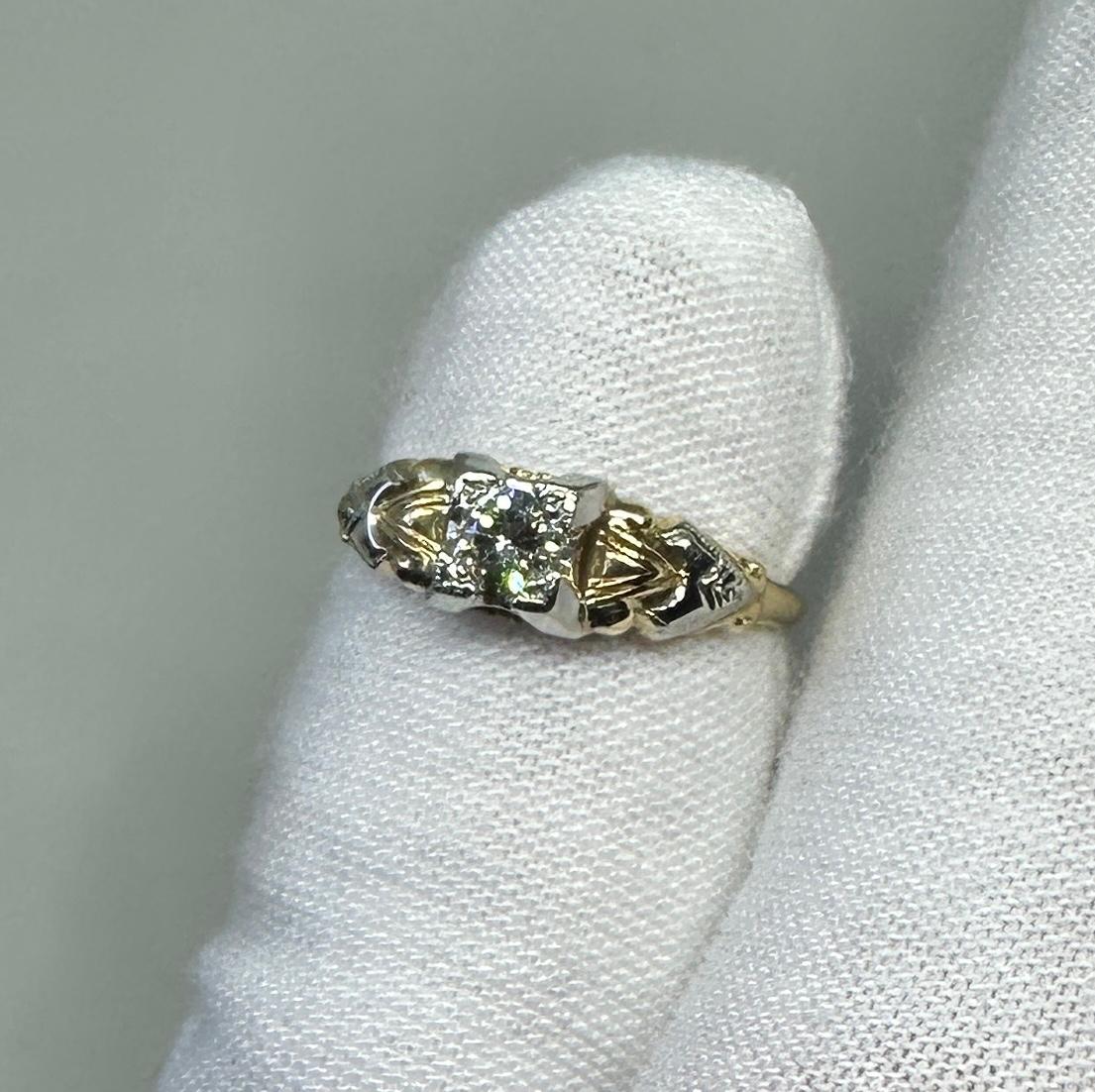 Art Deco .25 Carat Diamond Wedding Engagement Ring 18K and 14K White Yellow Gold For Sale 3