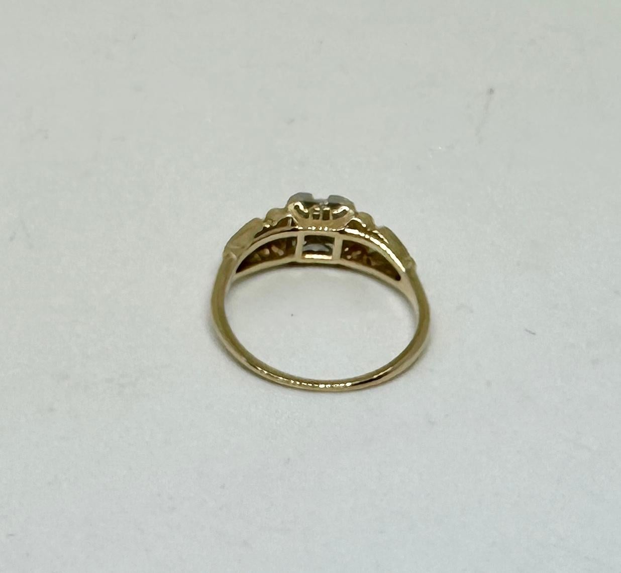 Art Deco .25 Carat Diamond Wedding Engagement Ring 18K and 14K White Yellow Gold For Sale 4