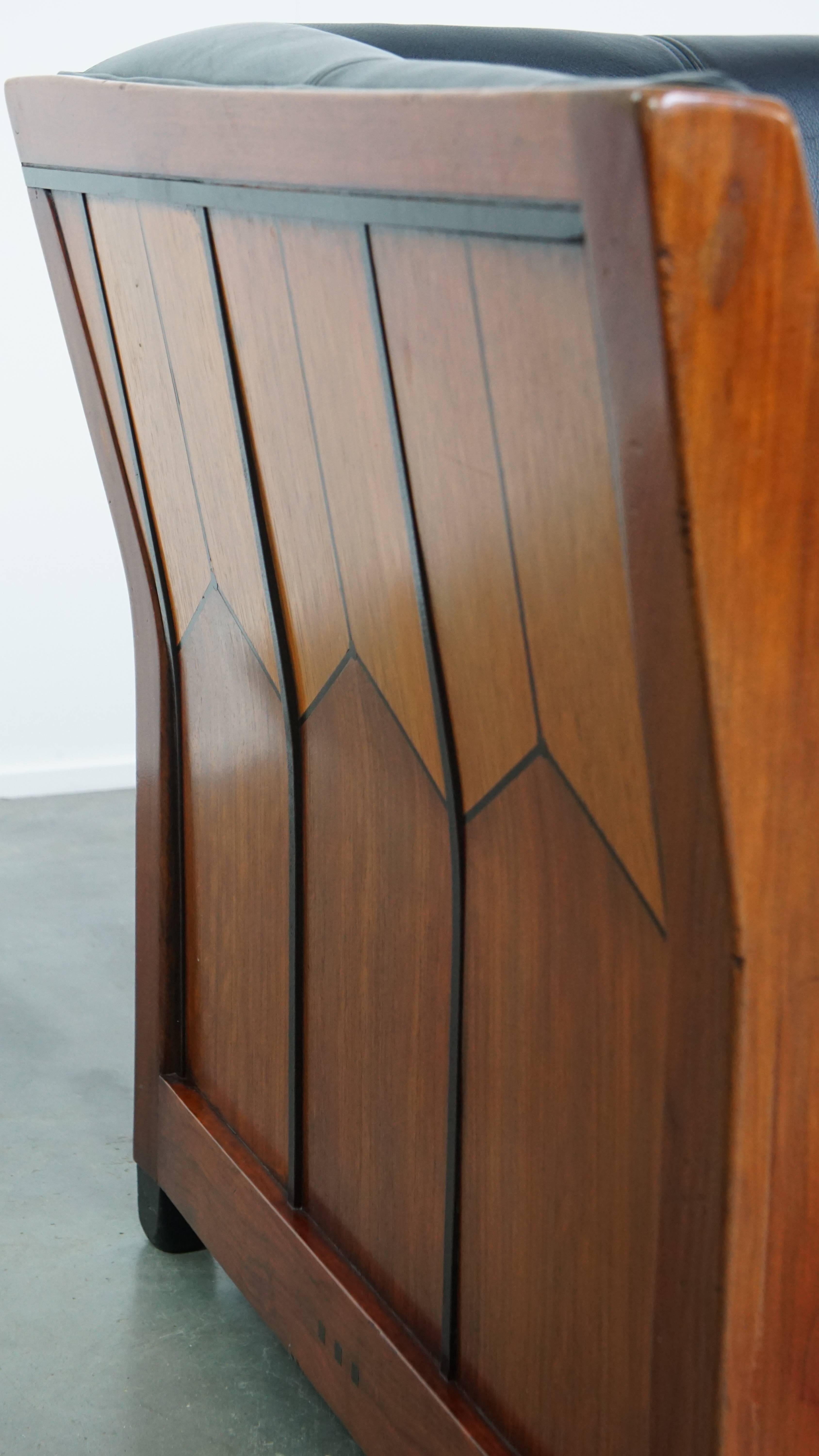 Canapé en cuir 2,5 places Art Deco en vente 5