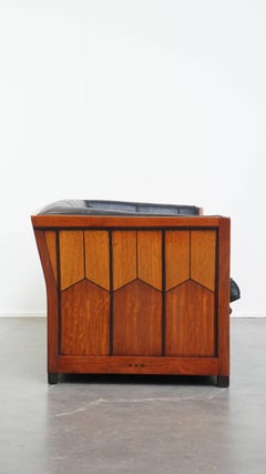 Divano in pelle Art Deco a 2,5 posti