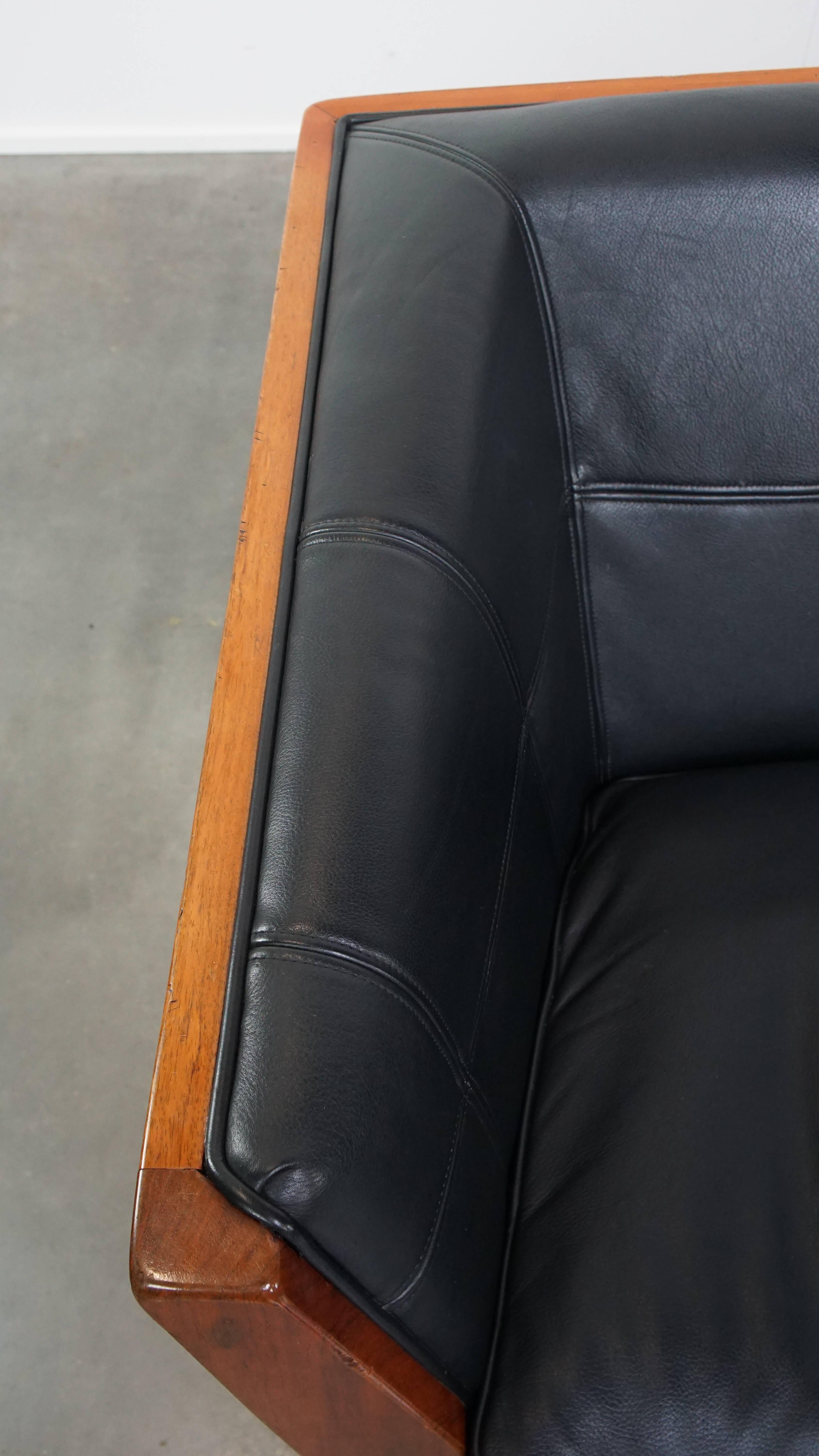 Cuir Canapé en cuir 2,5 places Art Deco en vente