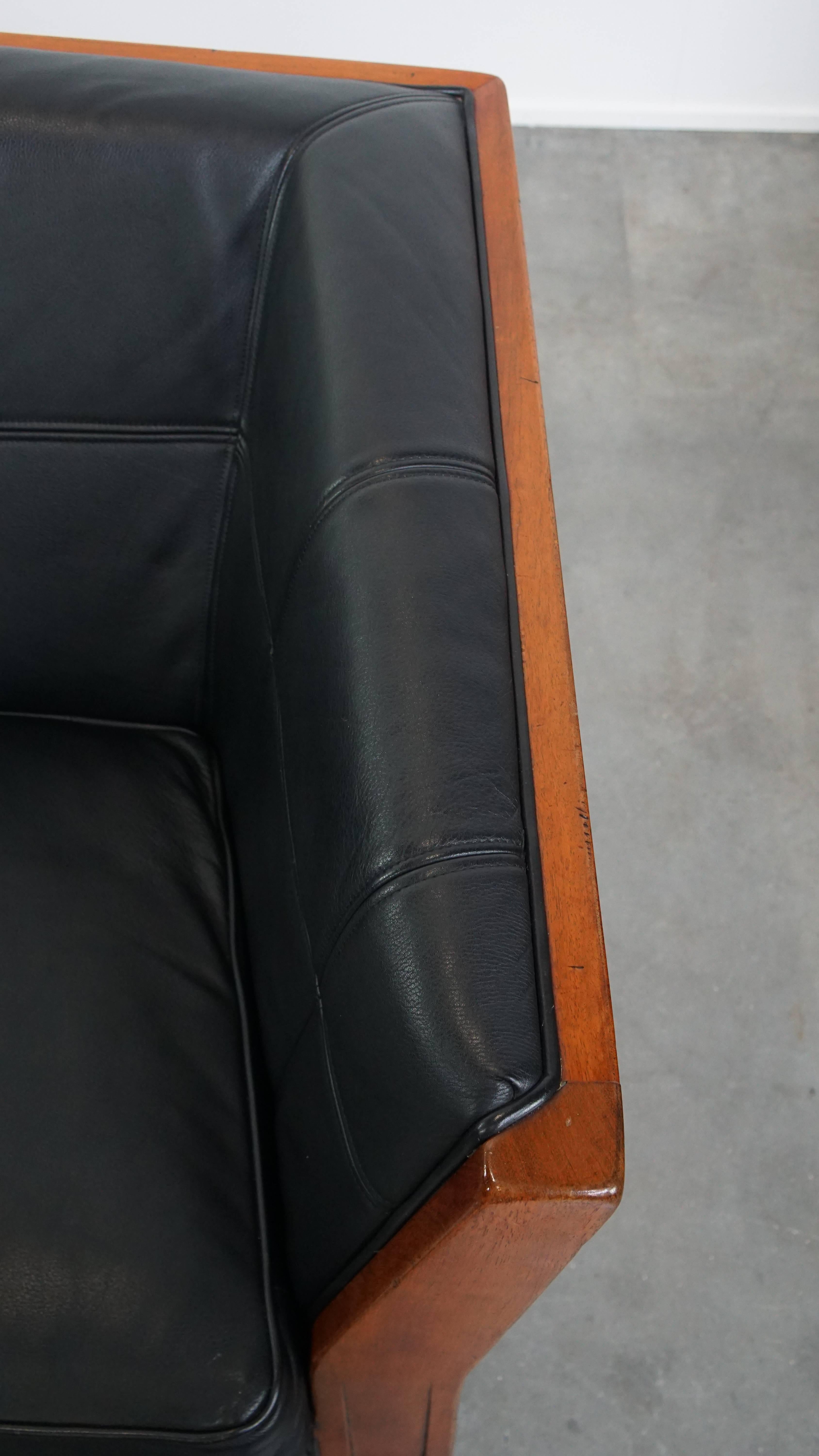 Canapé en cuir 2,5 places Art Deco en vente 1