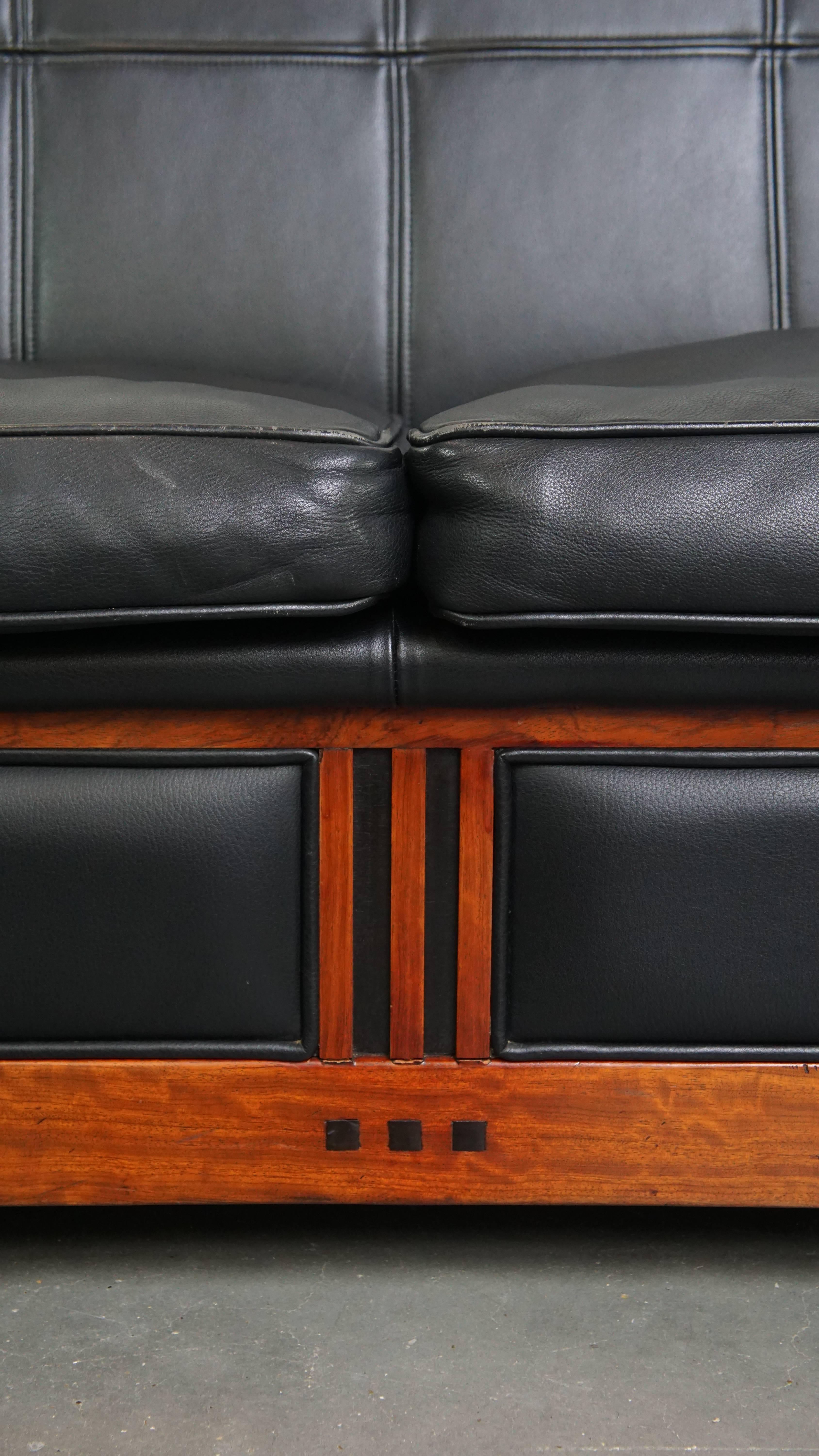Canapé en cuir 2,5 places Art Deco en vente 2