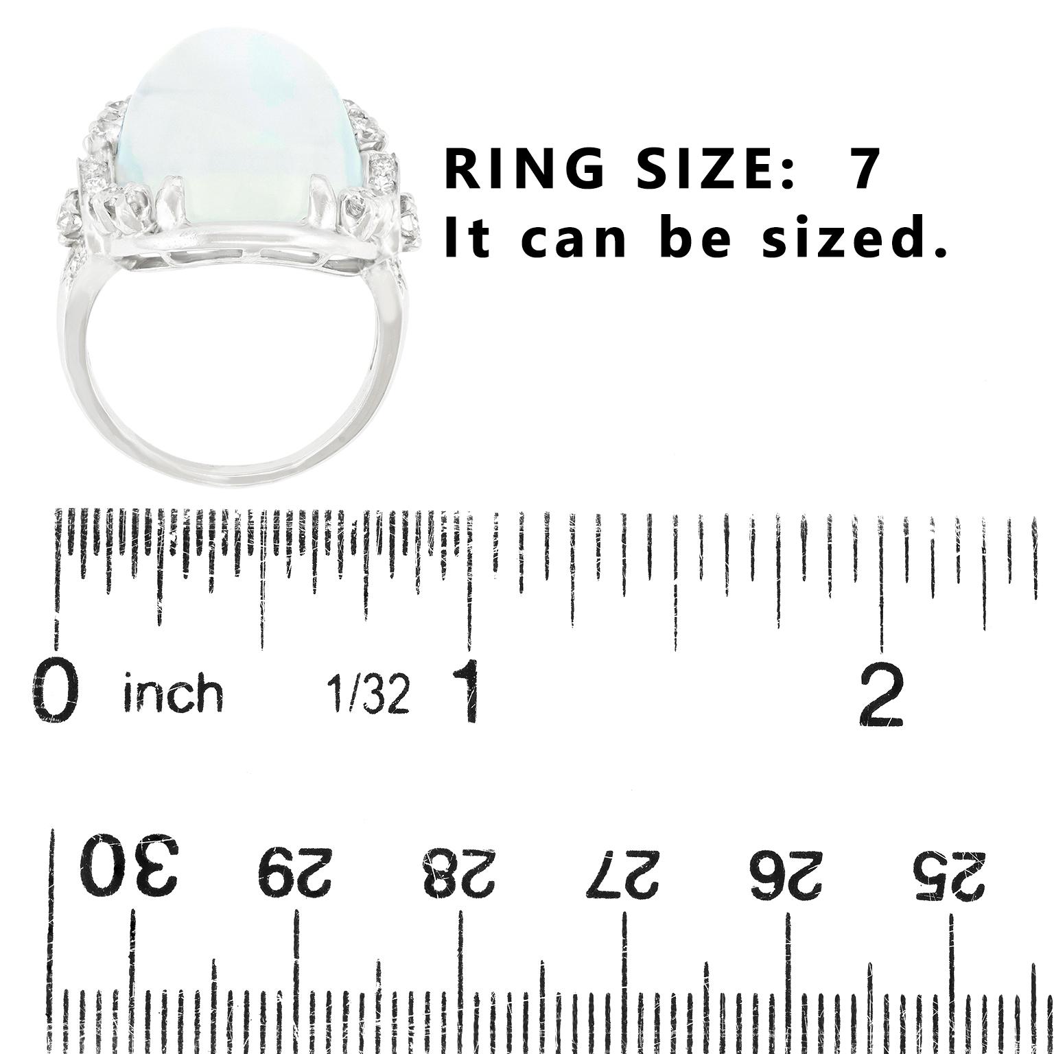 Anillo Art Déco de Piedra Lunar y Diamantes de 25,0 Quilates en venta 1