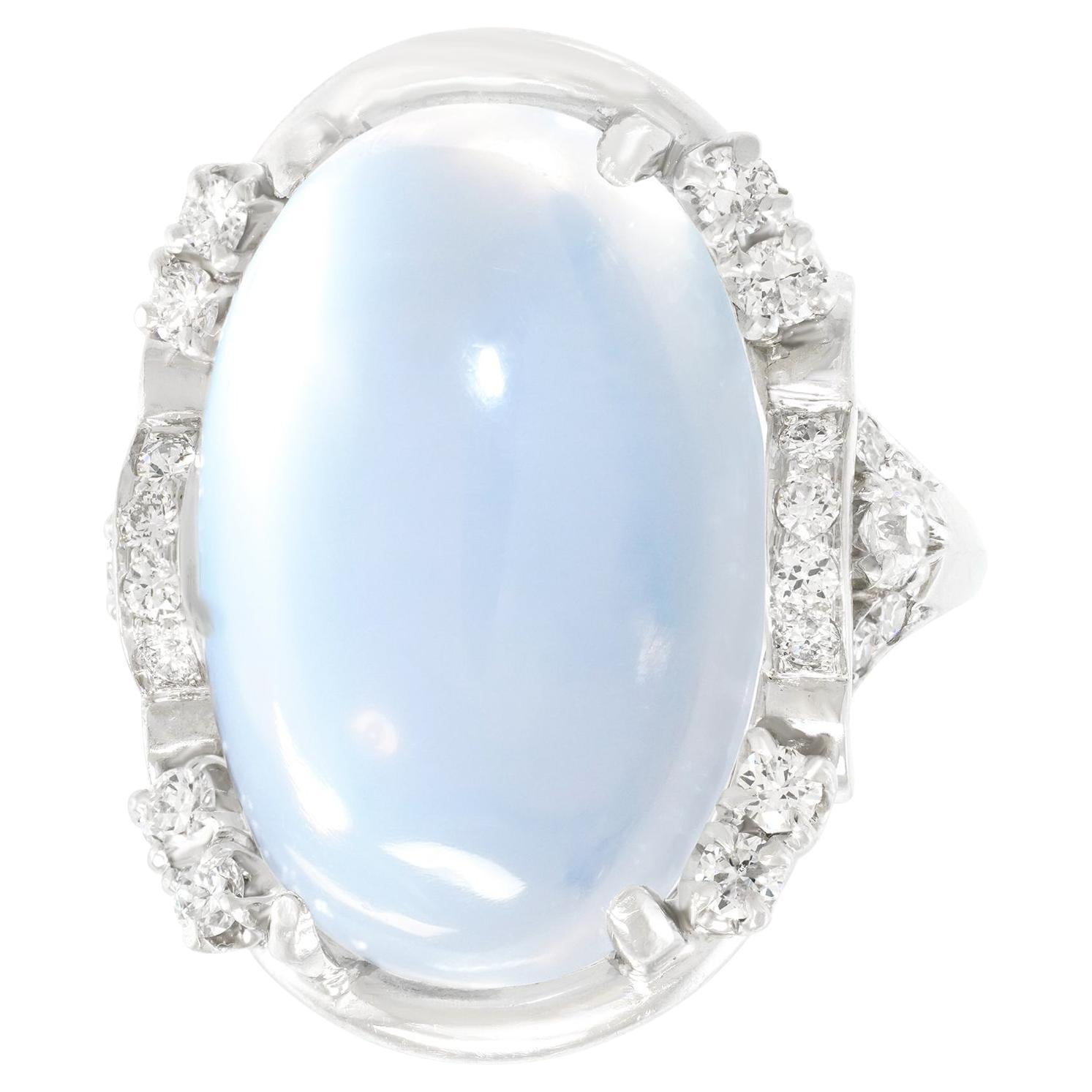 Bague Art déco 25,0 carats pierre de lune et diamant