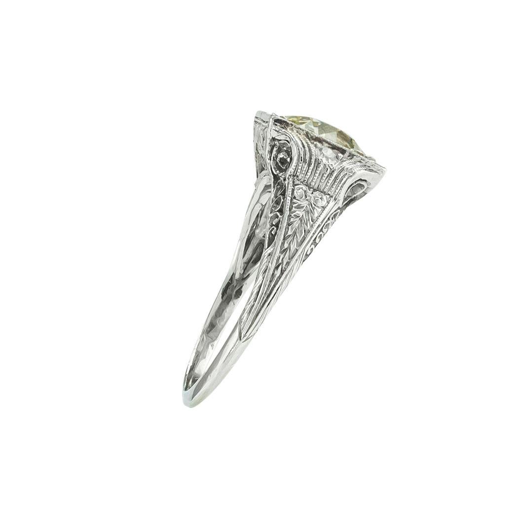 Verlobungsring aus Platin mit 2,50 Karat Diamant im alteuropäischen Schliff im Art déco-Stil (Alteuropäischer Schliff) im Angebot