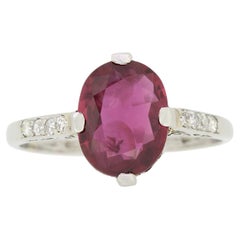 Anillo Art Déco Solitario de Rubí Tailandés y Diamante de 2,50 Quilates