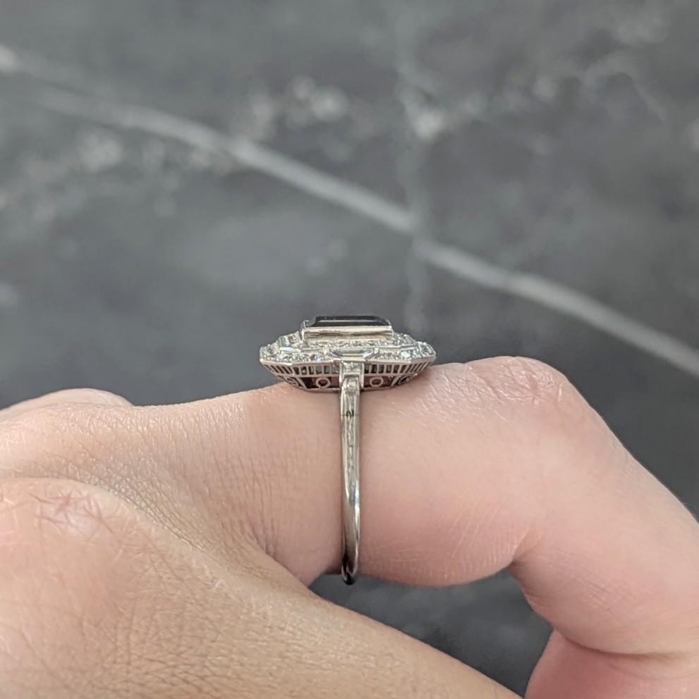 Art Deco 2.50 CTW Garnet Diamond Platinum Vintage Double Halo Ring For Sale 7