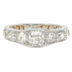 Art Deco 2.50 CTW Old Mine Cut Diamond Platinum 18 Karat Gold Vintage Band Ring
