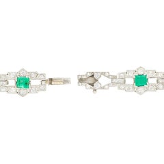 Art Deco 2.50ct Emerald and Diamond Bracelet, c.1920s
