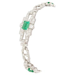Antique Art Deco 2.50ct Emerald and Diamond Bracelet, c.1920s
