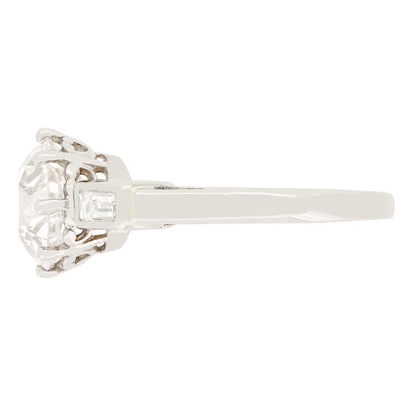 Old Mine Cut Art Deco 2.52ct Diamond Solitaire Ring, c.1920s For Sale