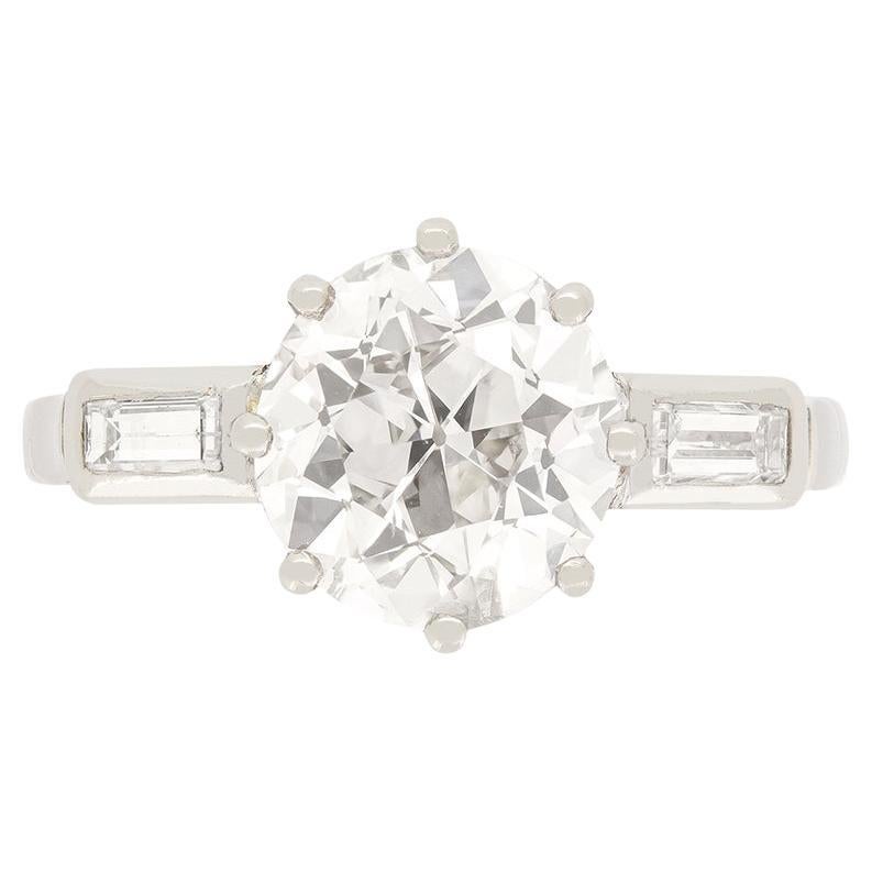 Art Deco 2.52ct Diamond Solitaire Ring, c.1920s For Sale