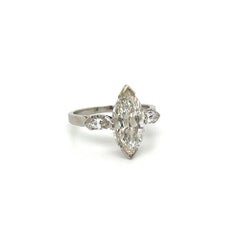 Vintage Art Deco 2.53 Carat Marquise Diamond Statement Platinum Ring