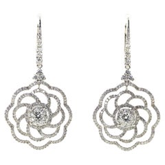 Art Deco 2.53 Carat Diamond Drop Earring in 18k White Gold