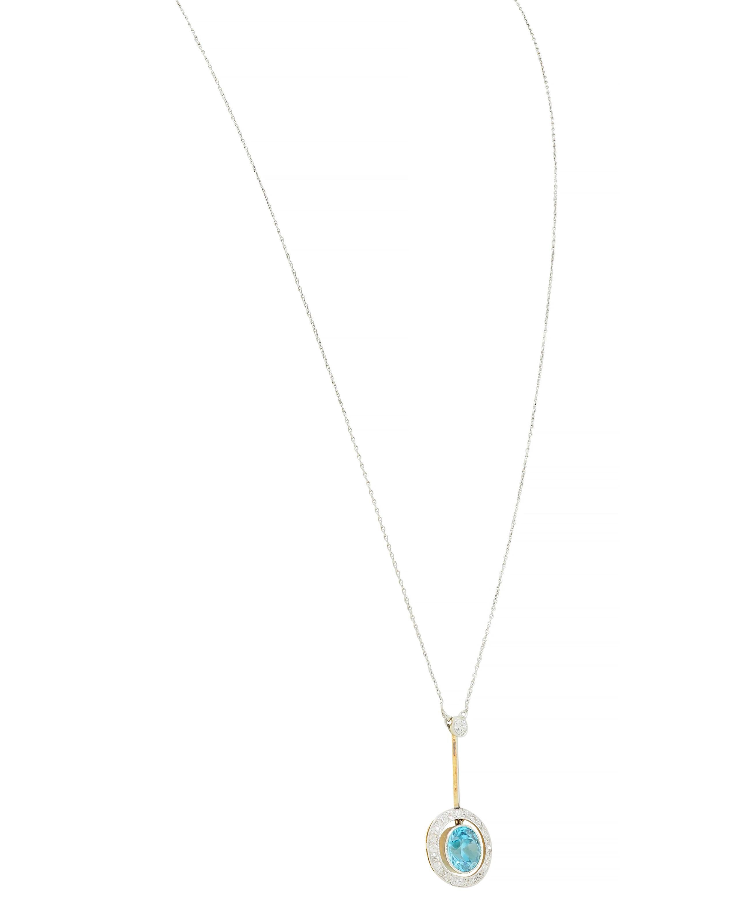 Art Deco 2.54 CTW Zircon Diamond Platinum Antique Pendant Necklace 1