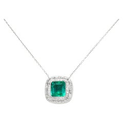 Art Deco 2.55 Carats Colombian Emerald Diamond Platinum Orange Blossom Necklace