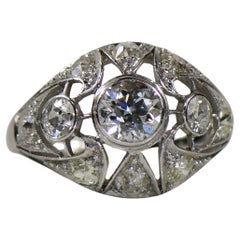 Art Deco 2,55cttw Altschliff Diamant Geometrische offene Arbeit Dome Stil Platin Ring