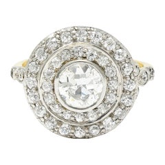 Art Deco 2.56 Carats Diamond Platinum-Topped 14 Karat Gold Cluster Ring GIA