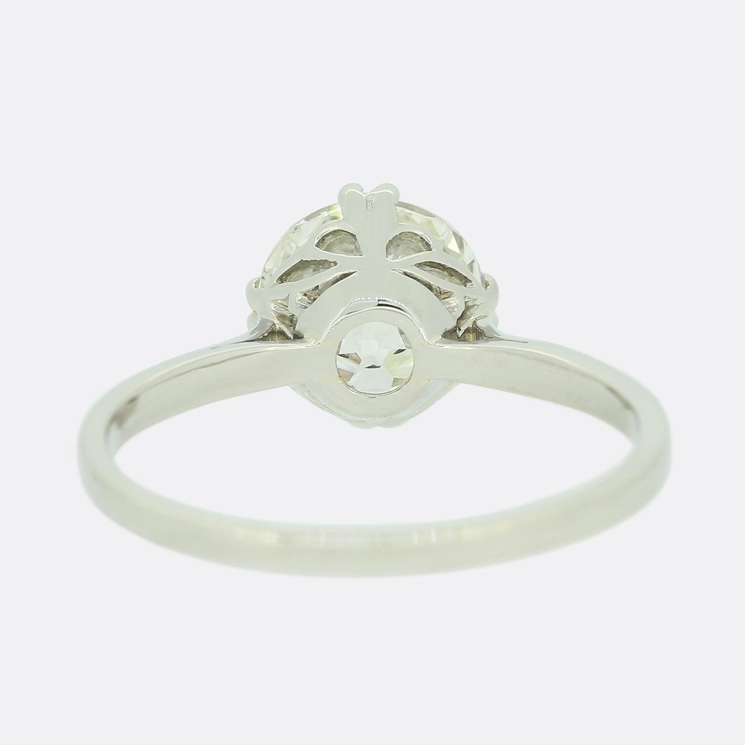 Anillo solitario de diamantes Art Decó de 2.57 quilates Corte europeo antiguo en venta