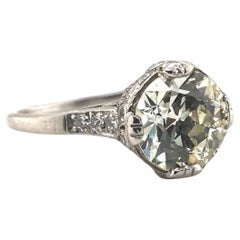 Art Deco 2.58 Carat Old European Cut Platinum Engagement Ring