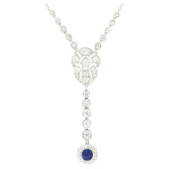 Antique Art Deco 2.58ct Diamond and Sapphire Necklace, c.1920s
