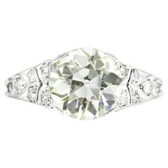 Antique Art Deco 2.59ct. Old European Diamond Engagement Ring GIA N VS1, Platinum